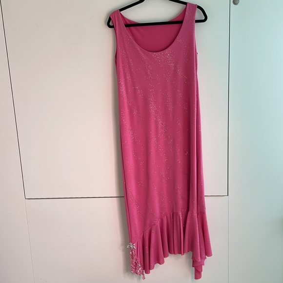Custom Ballroom Dance Dress - Pink Sparkly - Picture 5 of 6